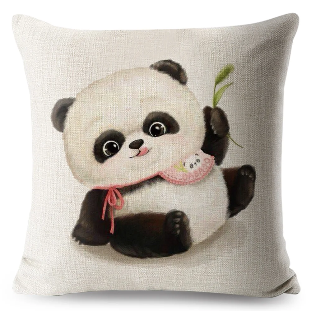 

Cute Panda Pillow Case Decor Lovely Cartoon Animal Printed Cushion Cover Polyester Pillowcase for Sofa Home Children Room 45*45