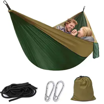 

Portable Single Double Hammock Adult Outdoor Backpacking Travel Survival Hunting Sleeping Bed With 2 Ropes 2 Carabiner