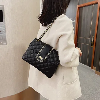 

YILIANLarge capacity women's bag 2020 new fashion versatile Lingge chain messenger bag simple shoulder bag