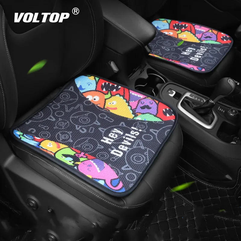 

Summer Cartoon Car Seat Covers Dinosaur Ice Silk Anti-skid Fixed Breathable Mesh Cooling Cool Seat Cushion Interior Accessories