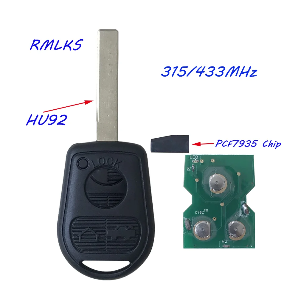 

Для EWS 3 кнопочный фонарь для BMW E31 E32 E34 E36 E38 E39 E46 Z3 HU58 Blade 315/433 МГц с чипом ID44 PCF7935