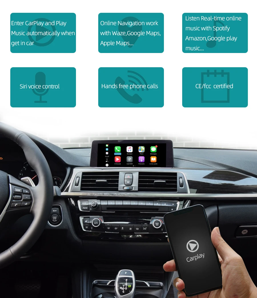 Sinairyu wifi беспроводной Apple Carplay для BMW NBT X5 X6 F15 F16 F25 F26 2013- Поддержка iOS/Android Авто/зеркало Spotify Waze