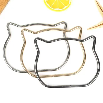 

High Quality Hand Woven Bag Cat Ear Handle Metal Luggage Hardware Cat Ear Big Hand Bag Iron Hand Bag Accessories