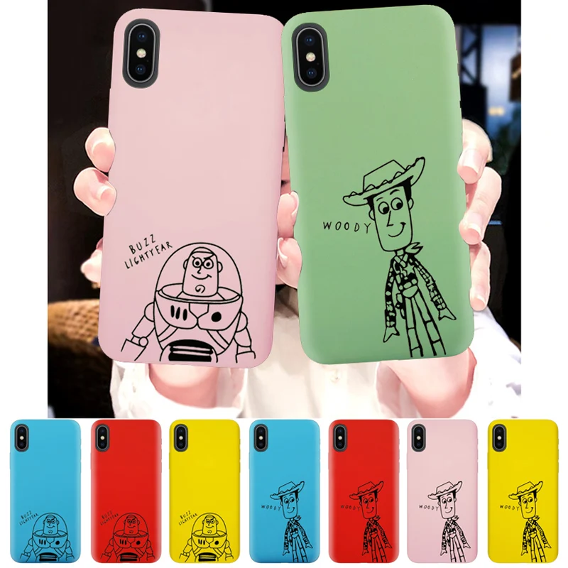 

Toy Story Buzz Woody Case for iPhone XR X Xs Max 8 7 6 Plus 6S 5S SE Soft Silicone Cover Coque Cartoon
