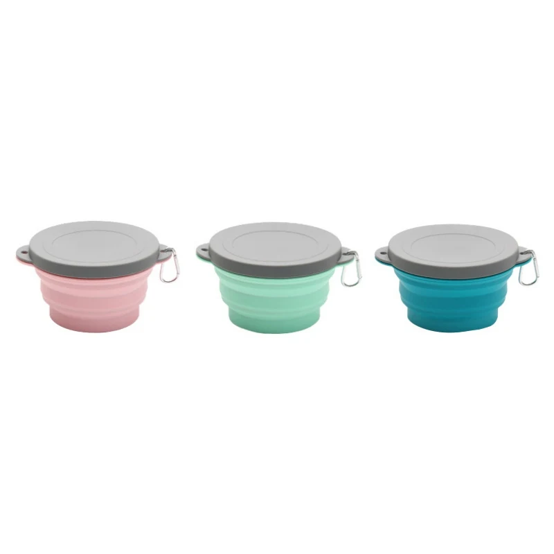 Travel Silicone Bowl Folding Lunch Box Portable Collapsible Salad Bowl With Lid Expandable Food Storage