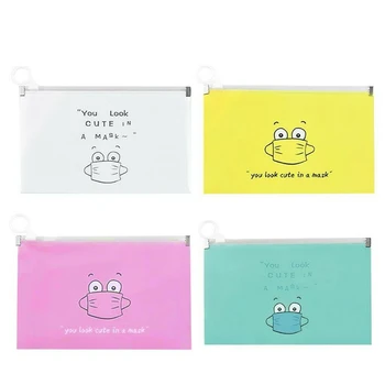 

4pcs Fashion Mask Cover Bag Facemask Holder Face Masks Cartoon Storage Case Save Mask Boxes Portable Ziplock Travel Organizer