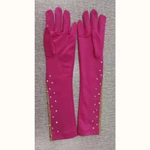 Длинные перчатки без рукавов для фигурного катания для детей и взрослых, перчатки для соревнований из полиамидного волокна, блестящие стразы