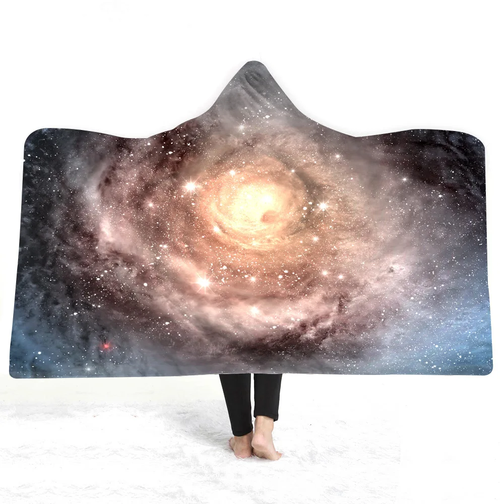 Новое поступление Vortex Space Galaxy 3D набивное Флисовое одеяло с капюшоном зимнее теплое Коралловое Флисовое одеяло s для детей и взрослых