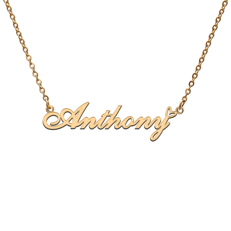 Персонализированное ожерелье с именем Энтони и сердцем Бога надписью God with Love для