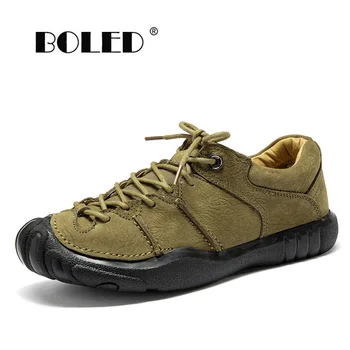 

Natural Leather Vintage Men Shoes Lace Up Leather Casual Shoes Flats High Quality Platform Non-slip Rubber Autumn Shoes Men