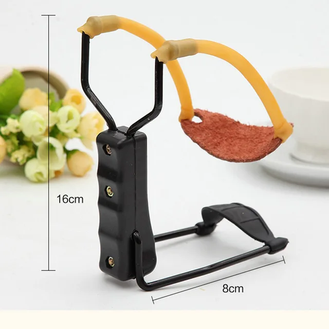 Portable Foldable Slingshot Black Handle Wristband Slingshots Catapult Traditional Outdoor Toy for Children 2