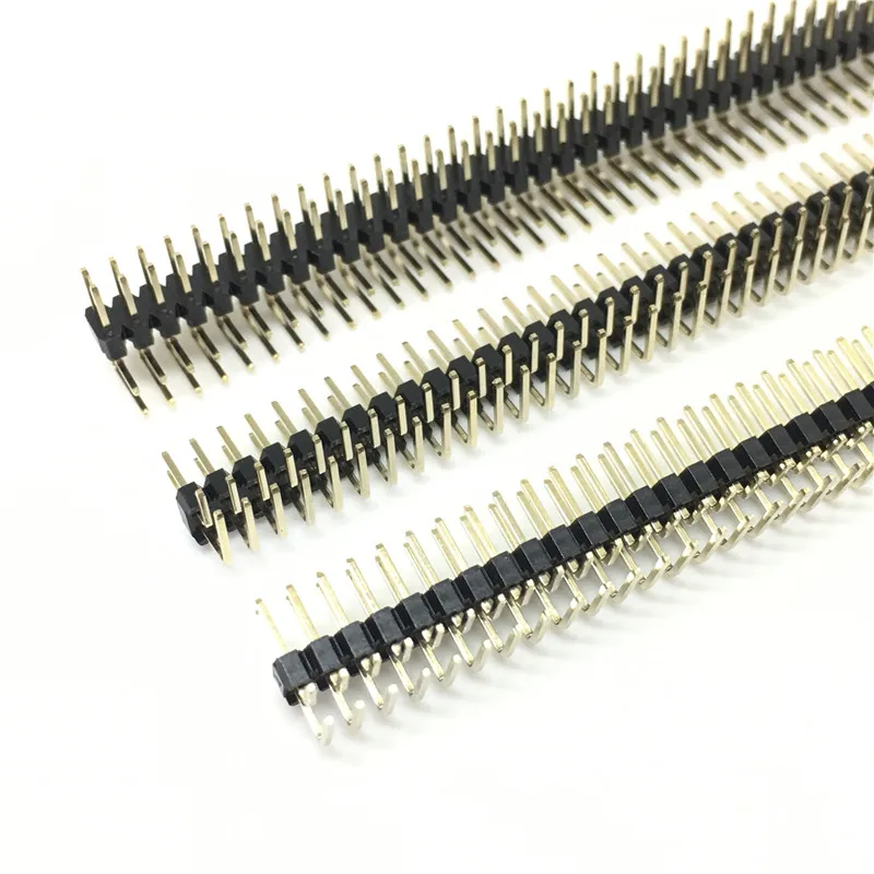 10pcs Male Gold-plated 2.54mm 80pins 2X40 Row Double Male Pin Curve Header Strip