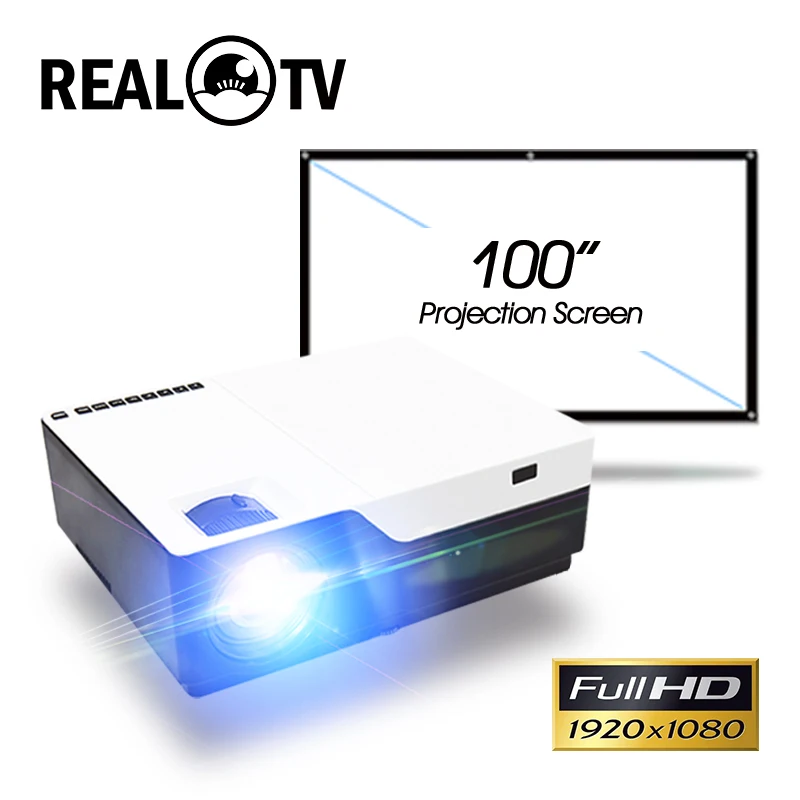 Real tv M18 Full HD 1080P проектор 4K 6500 люмен кинопроектор проектор Android WiFi Bluetooth hdmi VGA AV SD USB с подарком