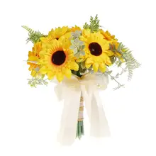 Букет невесты, красивые искусственные романтические вечерние украшения, свадебный букет, Подсолнух, цветы для свадьбы, юбилей