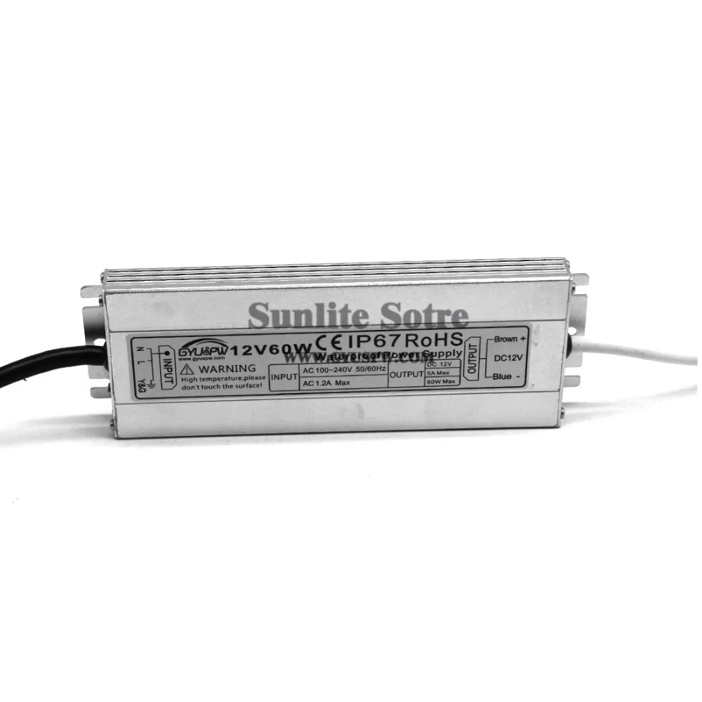 Ультратонкий источник питания IP67 водонепроницаемый 12V 5A 60W трансформаторы 100-240v AC DC12V сетевой адаптер для использования вне помещения для светодиодной полосы света CCTV