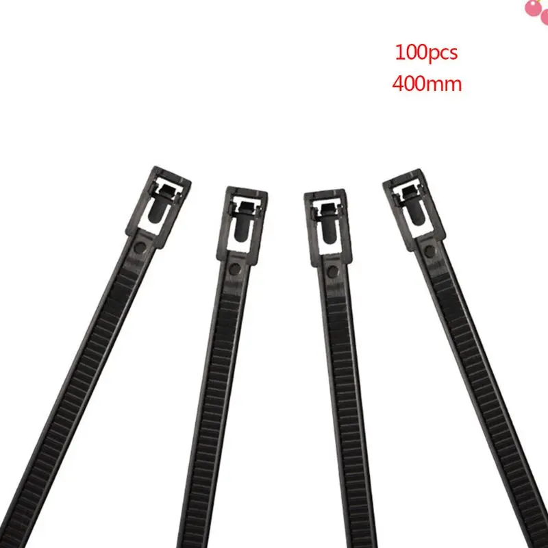 Releasable Nylon Cable Tie Reusable Slipknot Strap Plastic Zipper Tight Tie M7DA - Цвет: Black-400mm