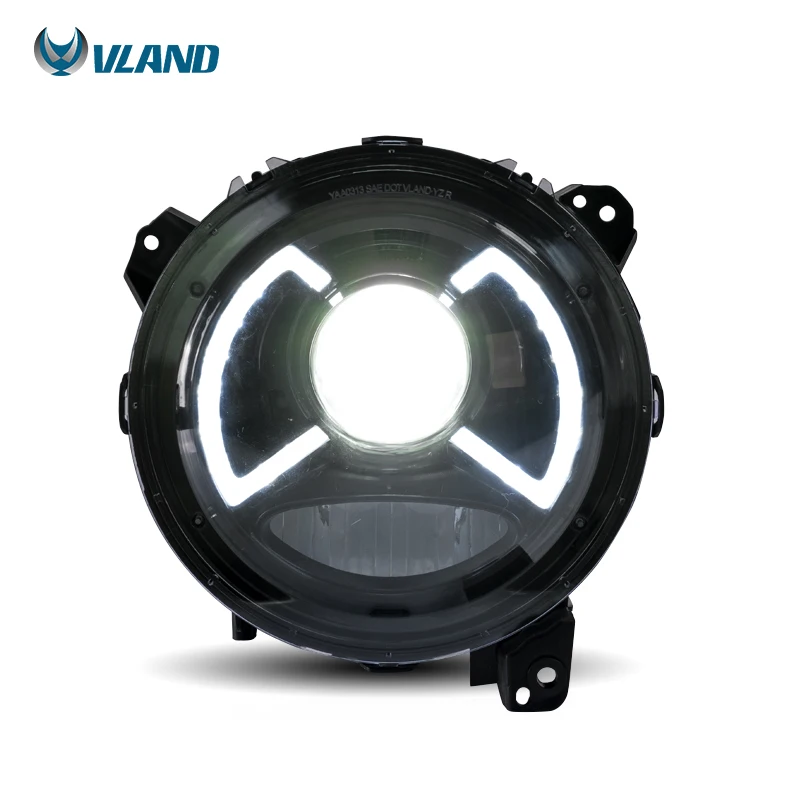 full led Автомобильные аксессуары от производителя Vland, Головной фонарь для Jeep Wrangler, светодиодный налобный светильник на градусов, полностью светодиодный, приветственный светильник синего цвета - Цвет: full led