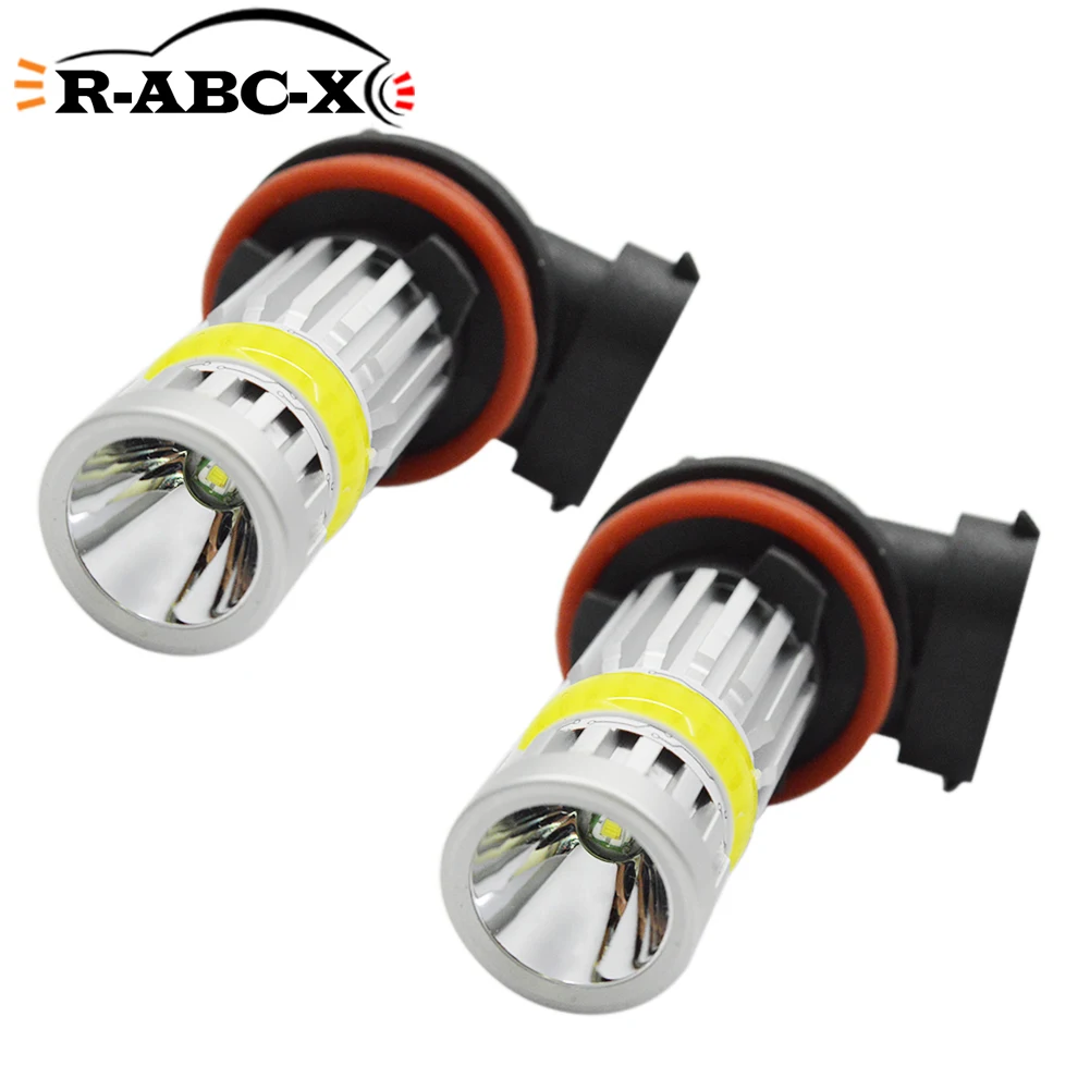 2x неполярность 10-30 в 12 Вт Автомобильная противотуманная фара H9 H8 Led H11 Led H7 C'ree+ бескорпусный чип СВЕТОДИОД Canbus 1000LM день светодиодные противотуманные фары 6000K