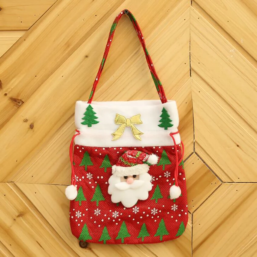 Christmas Candy Handbag Fabrics Portable Cute Xmas Gift Bags Santa Claus/Snowman Handbag Christmas Ornaments Home Decoration
