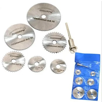 

7PCS Kit Mini HSS Circular Saw Blade Rotary Tool Metal Cutting Wood Mandrel Cutoff Tool Set Power Drill Discs B0S5