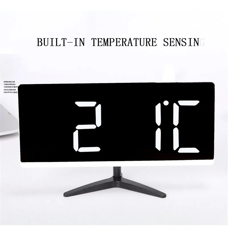 Digital Alarm Clocks LED Mirror Clocks Multifunction Snooze Display Temperature Time Night LCD Light Tables Desktops USB Cables