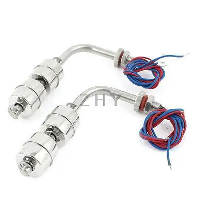 

2 Pcs Water Level Sensor Stainless Steel 2 Ball 90 Degree Floating Switch 120mm