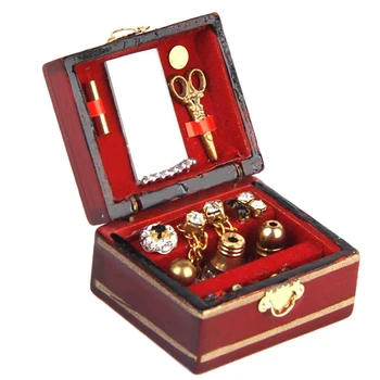 

1pc 1:12 Scale Dollhouse Miniature Filled Wooden Jewelry Box Bedroom Accessories 3.4*2.4*1.9cm Jewelry Boxes
