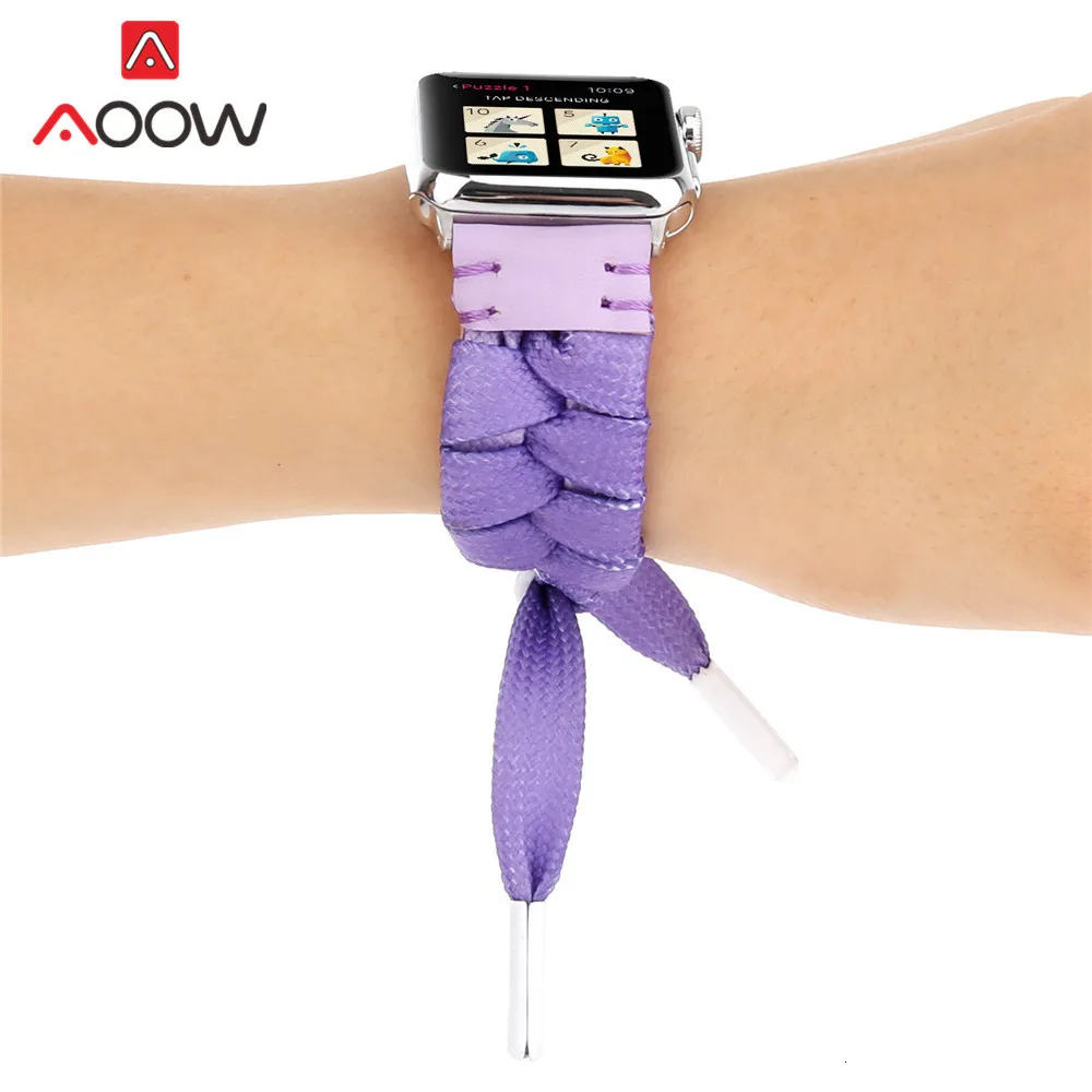 Модный креативный нейлоновый кожаный ремешок для часов для Apple Watch 38 мм 42 мм 40 мм 44 мм плетеный браслет ремешок для iwatch 1 2 3 4