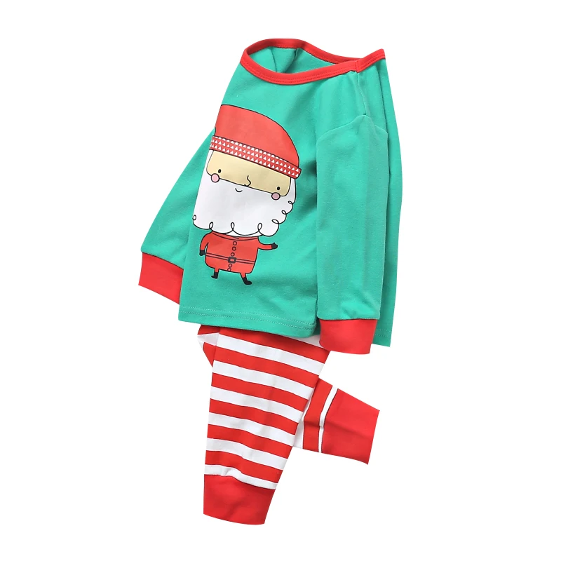 Рождественская Одежда для детей Рождественский с оленями комплект пижам для мальчиков и девочек, хлопковый детский домашний костюм - Цвет: Армейский зеленый