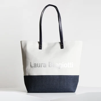 

2019 Laura White Biagiotti Bag tote canvas with Lurex