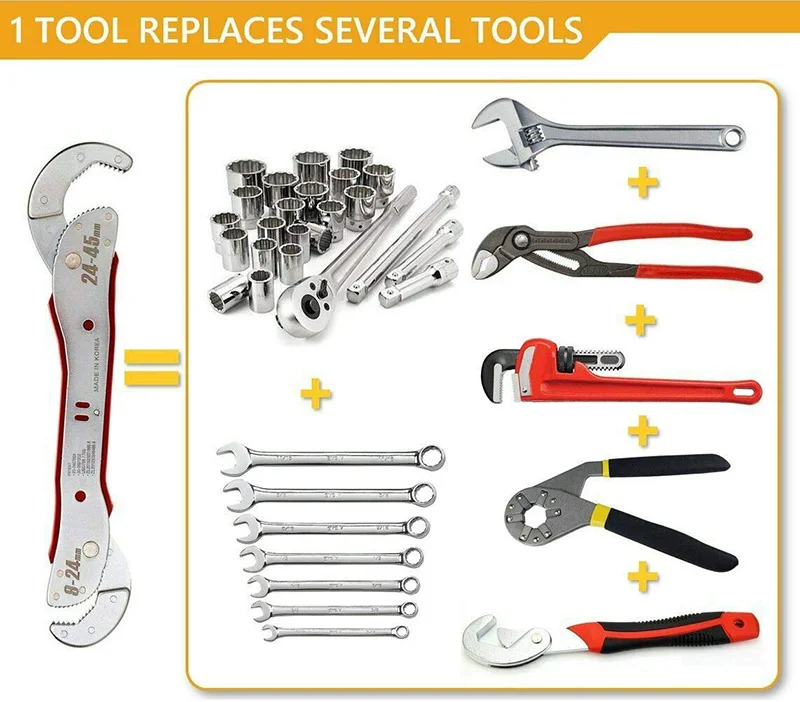 9-45mm Adjustable Magic Wrench Multi-Function Universal Wrench Quick Snap Grip Wrench