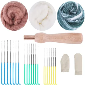 

LMDZ 30g/3Colors Needle Felting Wool Set Roving Fiber Knitting Yarn for Hand Spinning DIY Weaving Felting for Home Decoration