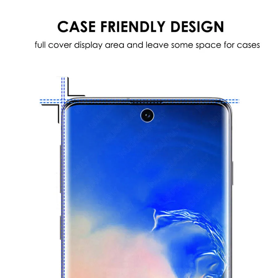 Полностью клея нано жидкое УФ закаленное стекло для Samsung Galaxy S10 S10e S8 S9 Note 10 Plus