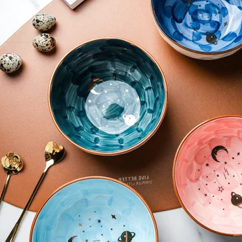 

Starry Series Ceramic Bowl Creative Star Moon Planet Salad Bowl Fruit Bowl Dessert Bowl
