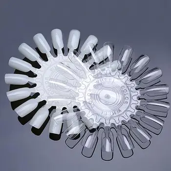 

10 Pcs 18 Clear/Natural Nail Art Tips Palette Practice Sample Round Wheel Acrylic Polish Display Color Board Manicure Tools