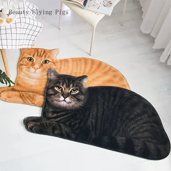 

Three-dimensional creative personality cute yellow cat hall hall carpet living room floor mats home bedroom suede hand wash