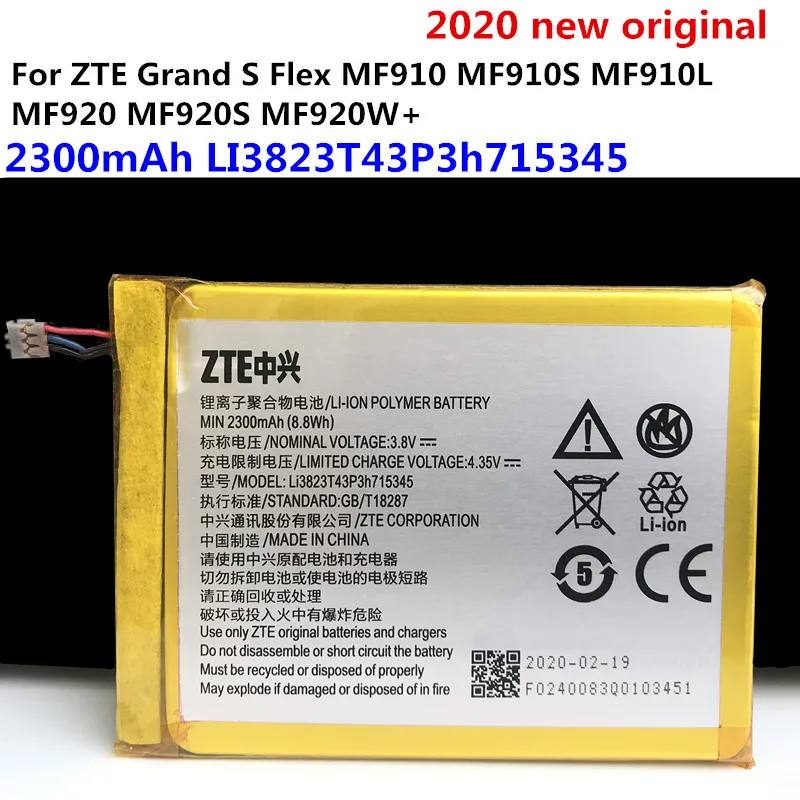 Оригинальный Новый 2000 мА/ч Li3820T43P3h715345 для ZTE MF920 MF920A MF920S MF920TS MF920V MF920VS MF920W +