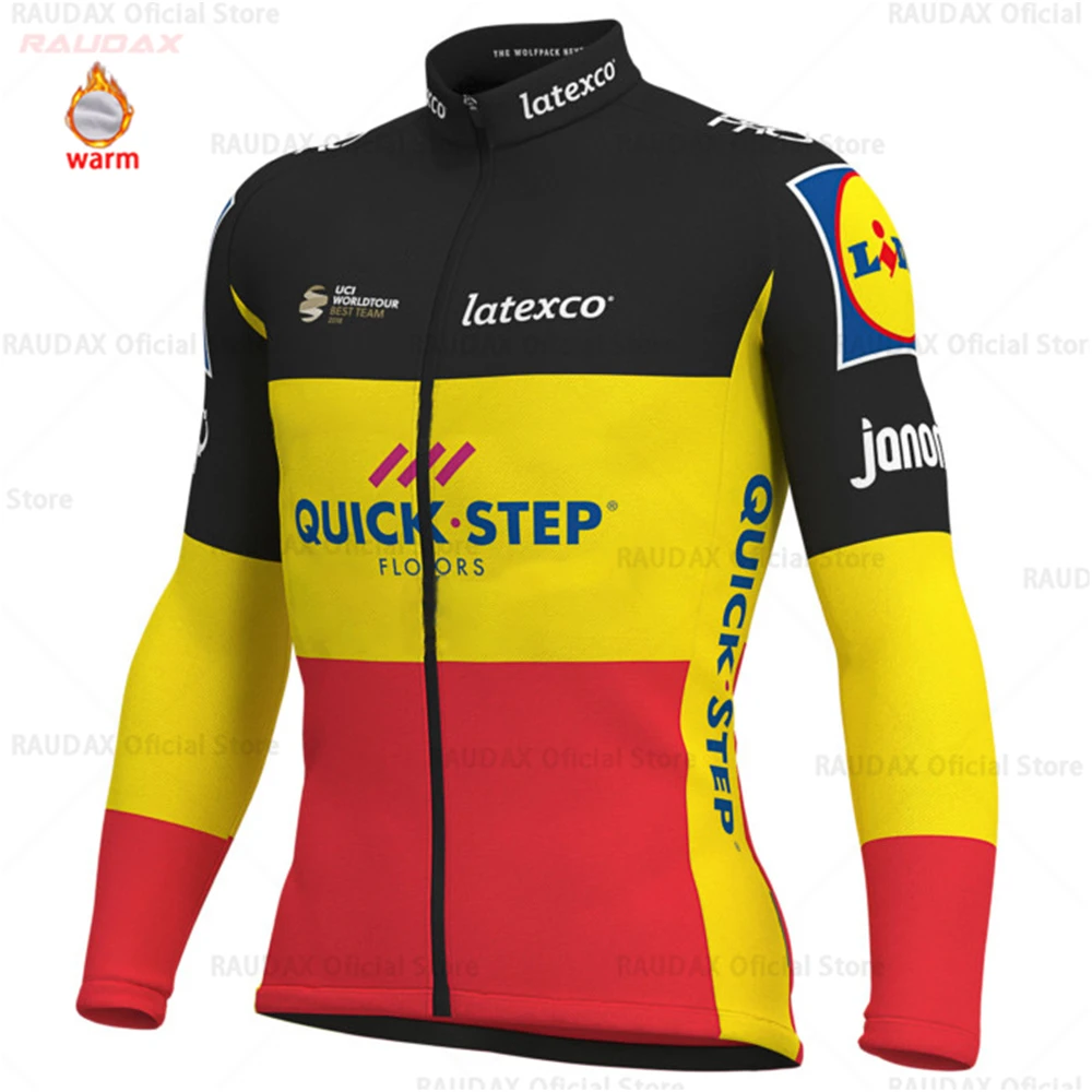 jersey only QUICK STEP Pro Team велосипедная Джерси, Зимняя Теплая Флисовая велосипедная одежда, набор велосипедных комбинезонов и штанов, MTB Ropa Ciclismo Maillot одежда - Цвет: jersey only