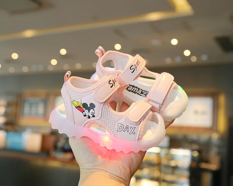 children's shoes for sale 2022 Fashion Lovely Cute Children Sandals LED Lighting Kids Clogs High Quality Disney Mickey Mouse Girls Boys Shoes Toddlers girls shoes