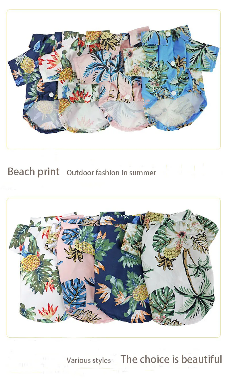 

Dog Clothes Summer Beach Shirt Pets Cute Print Hawaii Beach Casual Pet Travel Shirt Floral Short Sleeve Dogs Cat Blouse