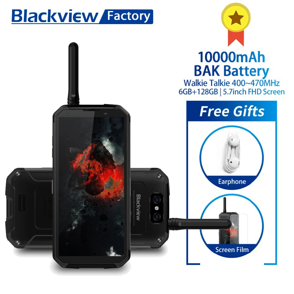Blackview BV9500 Pro IP68 IP69K 5," 18:9 FHD Смартфон 16MP Android 8,1 6 ГБ 128 10000 мА/ч, Беспроводная зарядка для мобильного телефона NFC