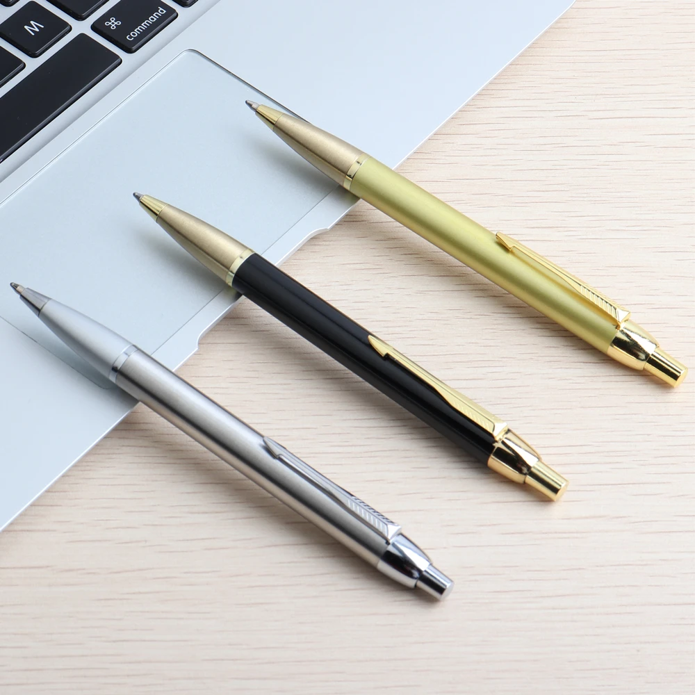 Ballpoint Pen 1/15/PCS Ball Pen Press Style Commercial Metal Ballpoint Pens For School Office Core Automatic Ballpoint Pen Ink Black Blue