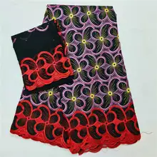 Последние африканские кружевные ткани Высокое качество африканская швейцарская вуаль кружева 5+ 2 ярдов/набор хлопчатобумажных кружевных тканей! LCF1235