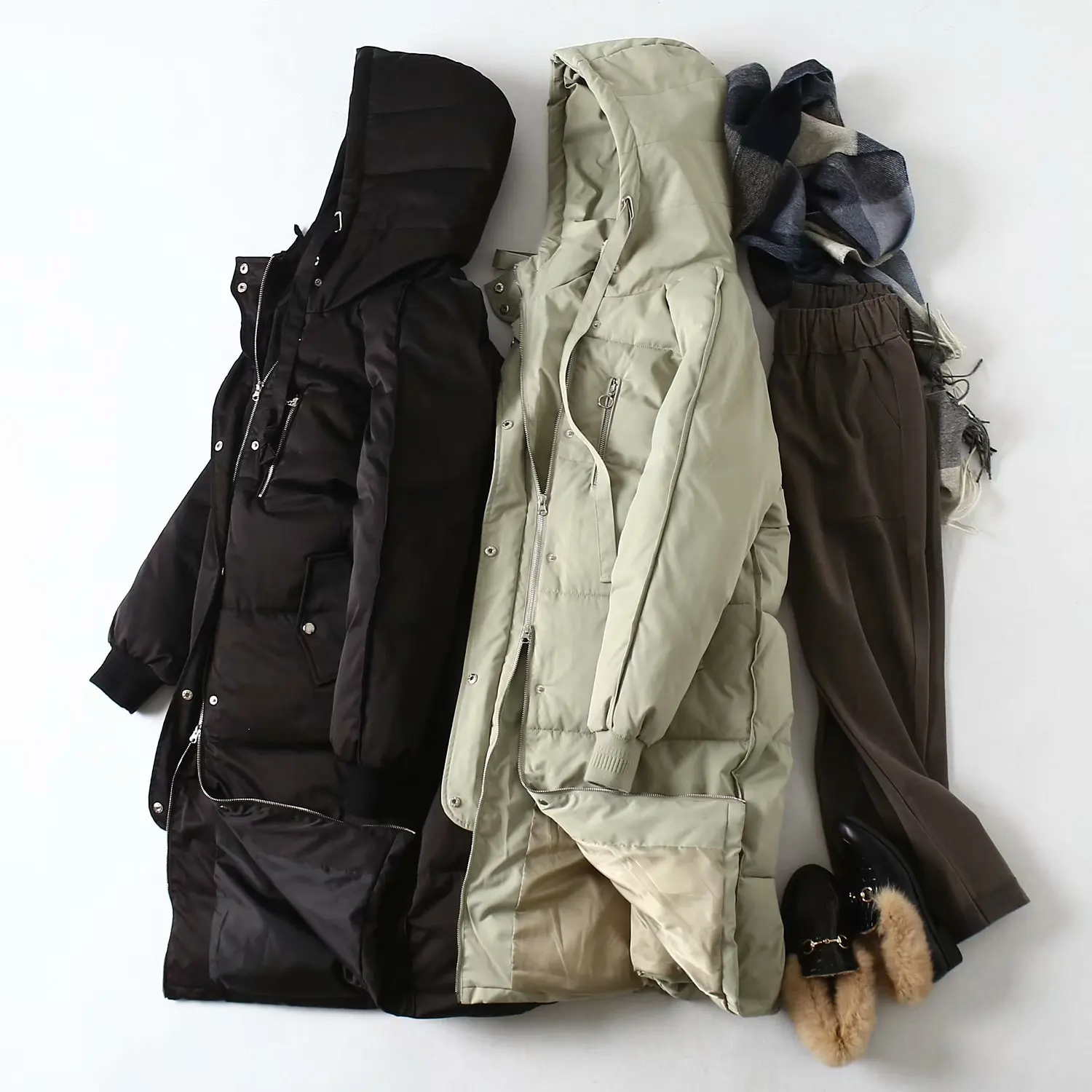 

2019 Winter New Style Thick Warm Mid-length WOMEN'S Cotton Clothes Solid Color Loose Version Hooded Cotton-padded Clothes Cotton