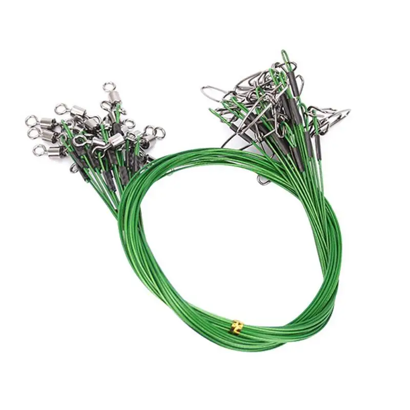 10pcs/set Anti-bite 50cm 150lb Front Conductor Fishing Line Fishing Gear Deep Sea Areas Sea Fishing Boat Fishin Green Black