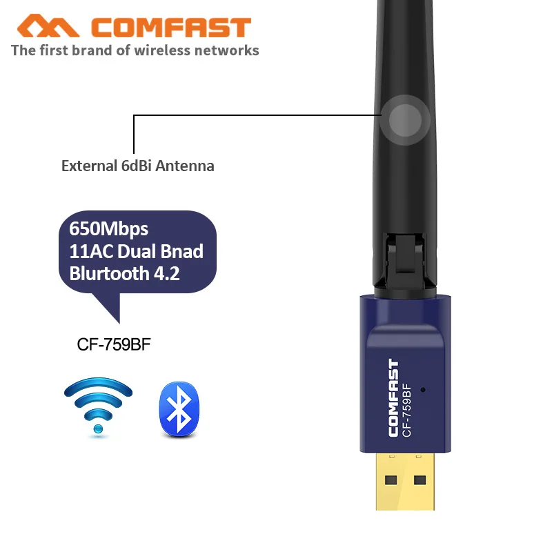 AC600 650Mbps free driver USB WiFi Adapter 5Ghz WiFi Antenna PC