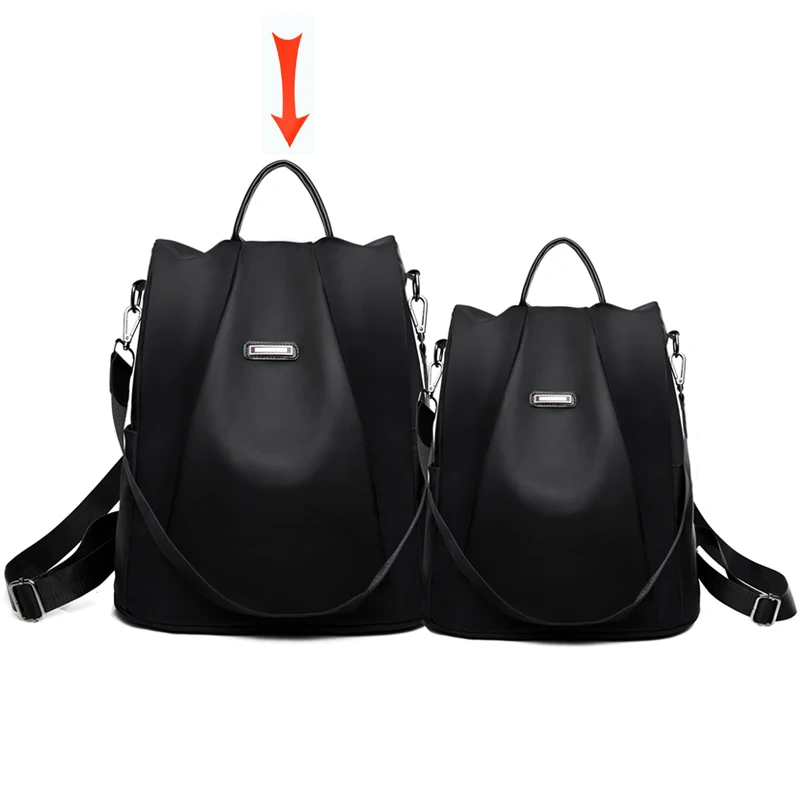 Женский рюкзак, женский рюкзак, мягкий, легкий, Оксфорд, маленький рюкзак для женщин, Противоугонный дизайн, женская сумка на плечо, mochila - Цвет: version2-big-black