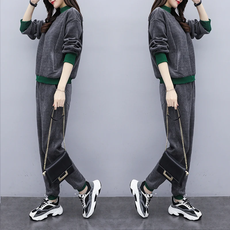 

Winter Thicken Fleece Women Sportswear Tracksuit Loose Warm Running Jogger Outfit Workout Casual Set Sport Suit Sweatshirt+pant