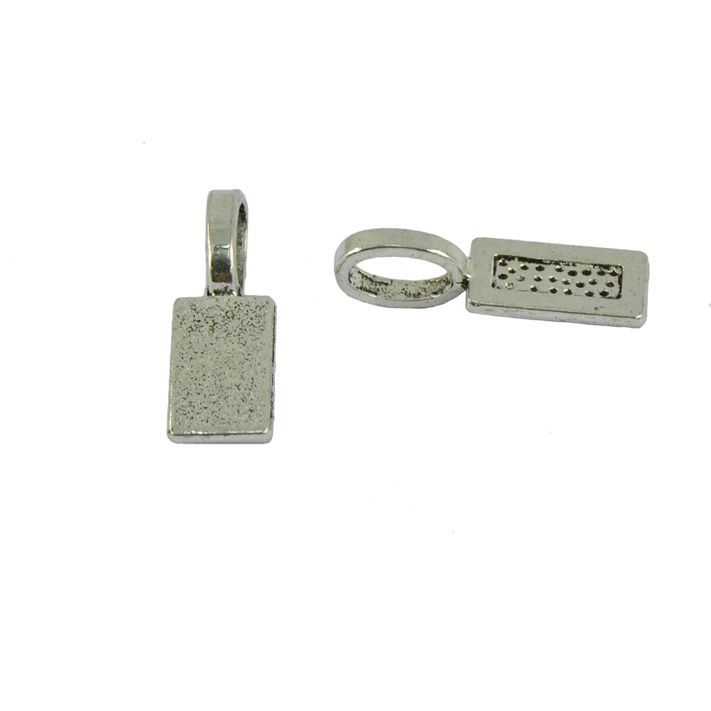 50 Pieces/ Lot Vintage Blank Bezel Rectangle Glue On Bails Pendant Cabochon DIY Crafts Findings