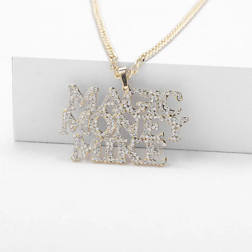 Custom Personality Name Men Women Hip Hop Iced Out Necklaces Charms Pendants With Gold Silver Cuban Link Chain Men Jewelry Gift